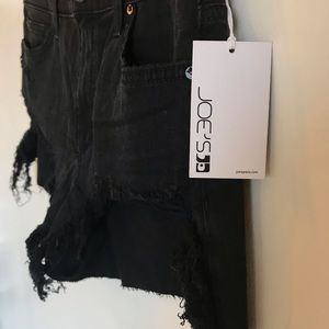 Black Denim Cut-Off Shorts (Distressed)